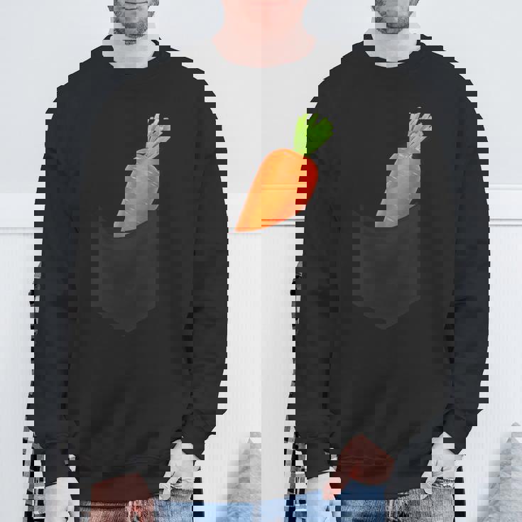 ポケットに入ったニンジン野菜、胸に面白いフルーツニンジン。 スウェットシャツ 高齢者への贈り物