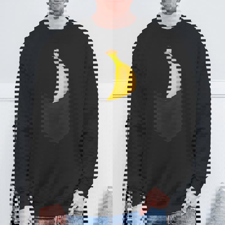 ポケットに入ったバナナフルーツ、胸に面白いバナナ。 スウェットシャツ 高齢者への贈り物