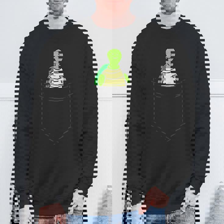 ポケットに入った亀 かわいいポケット ウミガメ スウェットシャツ 高齢者への贈り物