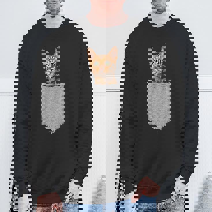 ポケットに入った面白いベンガルキャット かわいい子猫 恋人 ギフト スウェットシャツ 高齢者への贈り物