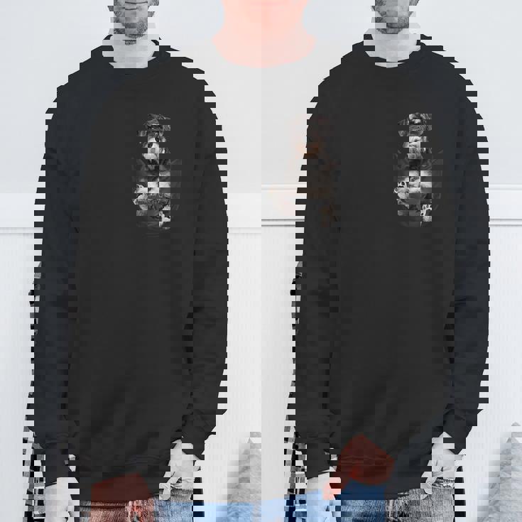 ポケットに入った面白いミニチュアシュナウザー。恋人たちに。 スウェットシャツ 高齢者への贈り物