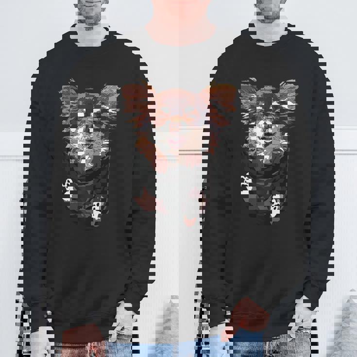 ポケットの中のチワワ 面白い チワワ 長髪 犬好き スウェットシャツ 高齢者への贈り物