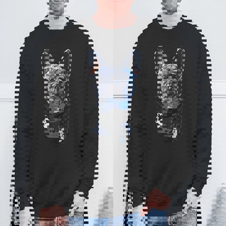 ポケットの中の面白いフレンチフレンチ犬好きフレンチブルドッグ スウェットシャツ 高齢者への贈り物