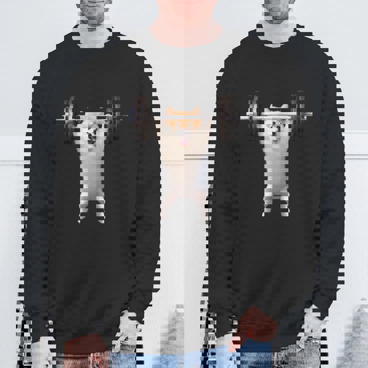 ポメラニアン イヌ 面白いtシャツ 犬 筋トレ 文字入り メンズ おもしろ 面白い 服 グッズ 文字tシャツ ネタ スウェットシャツ 高齢者への贈り物