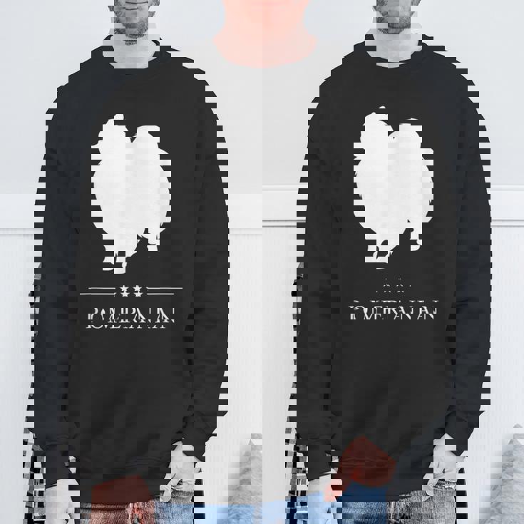 ポメラニアン 犬 ホワイト シルエット スウェットシャツ 高齢者への贈り物