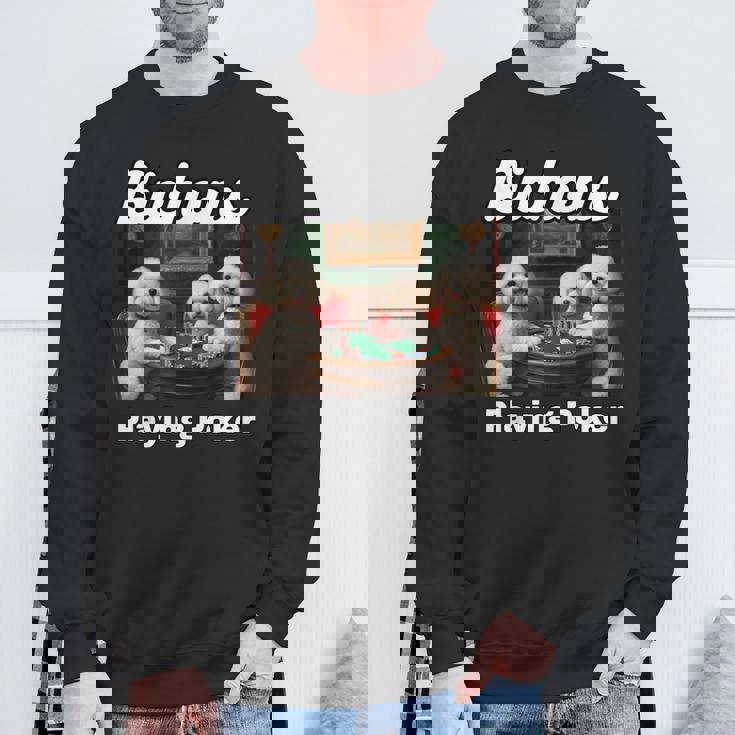 ポーカーをする犬 ビション・フリーゼ ビション・フリーゼの犬種 スウェットシャツ 高齢者への贈り物