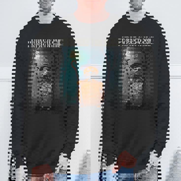 マジック・ファニー・ウィザード・キャットのためにパープレイしよう スウェットシャツ 高齢者への贈り物