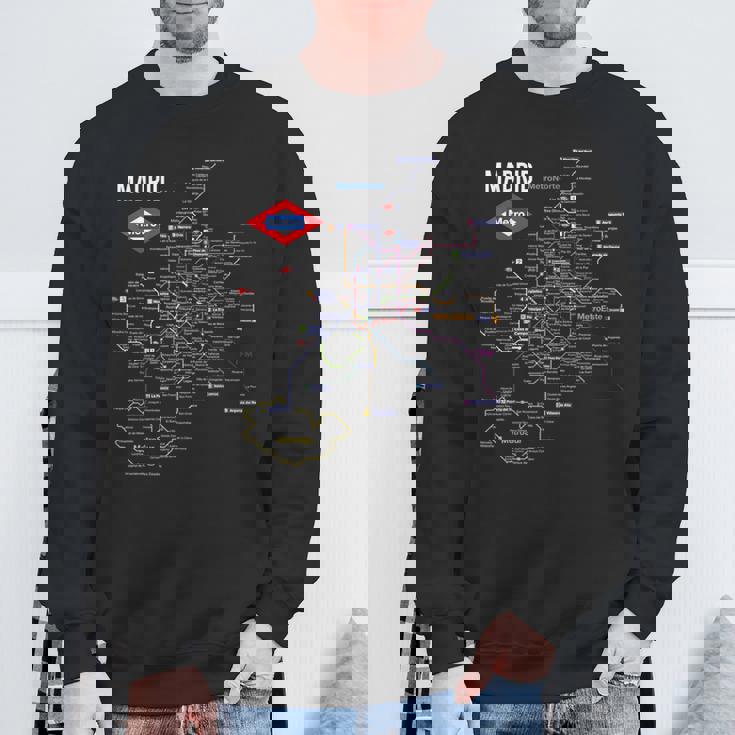 マドリード スペイン メトロ 地下鉄 電車地図 ギフト スウェットシャツ 高齢者への贈り物