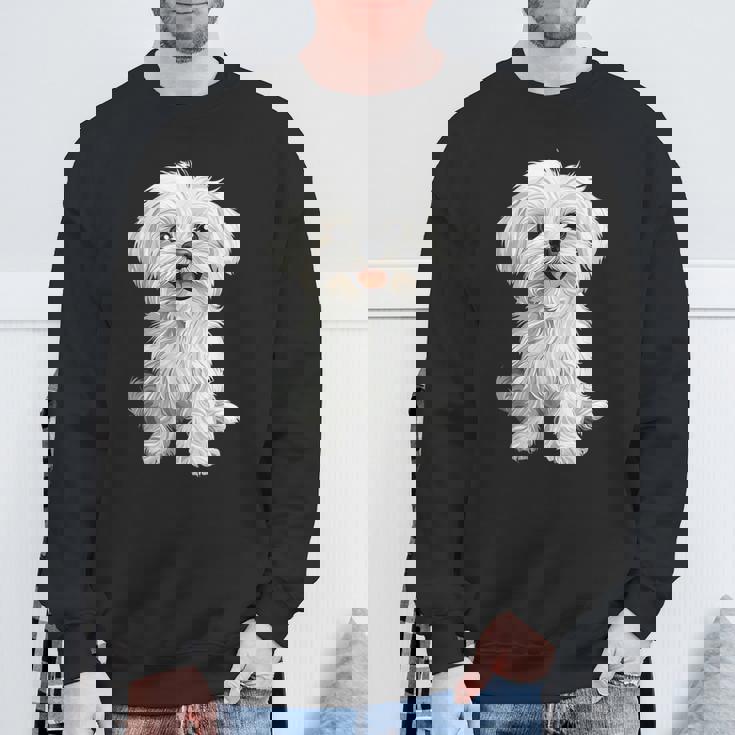 マルチーズ 犬 グラフィック ペット イラスト マルチーズ スウェットシャツ 高齢者への贈り物