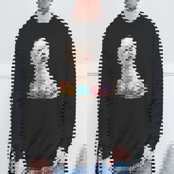 マルチーズ 犬 犬種 ハッピーイースター メンズ レディース キッズ スウェットシャツ 高齢者への贈り物