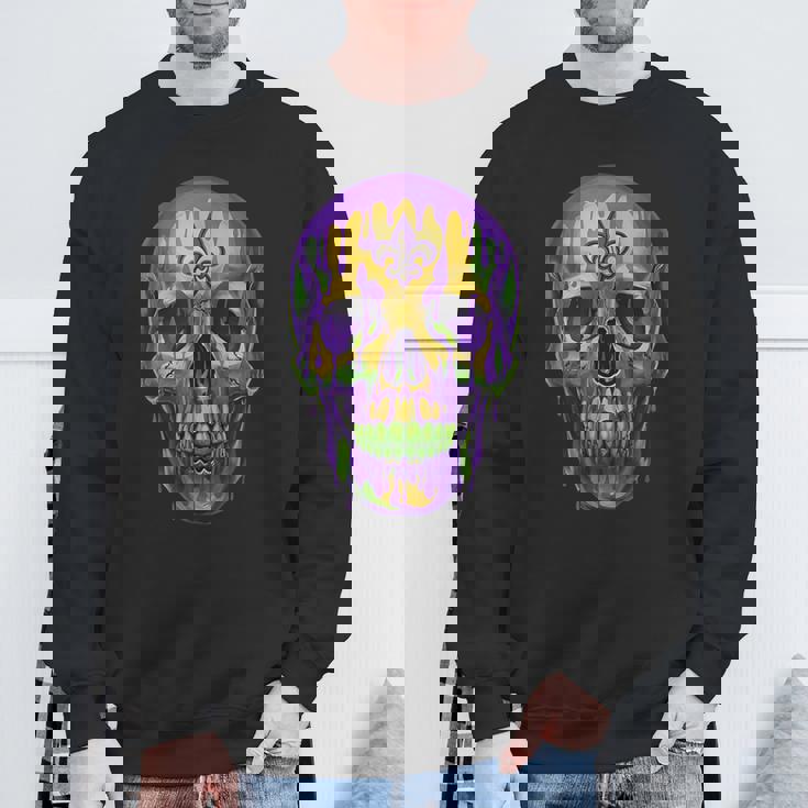 マルディグラ ドリップドリング スカル カーニバル 火曜日 パーティー テーマ 新品 スウェットシャツ 高齢者への贈り物