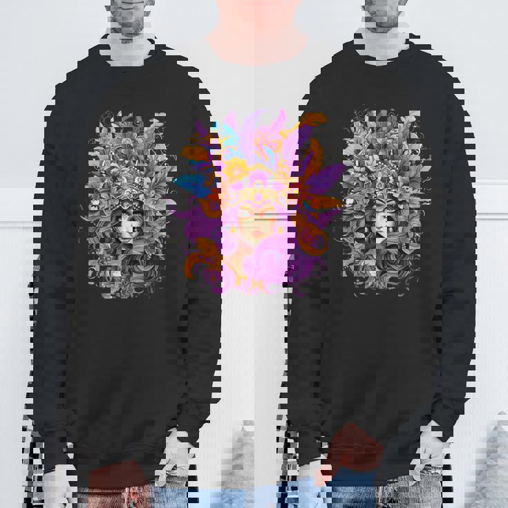 マルディグラ フェザー パープル マスク グリーン ニューオーリンズ スウェットシャツ 高齢者への贈り物