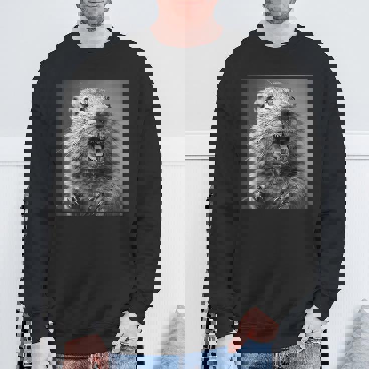 マーモットは生意気に笑う、面白いマーモット スウェットシャツ 高齢者への贈り物