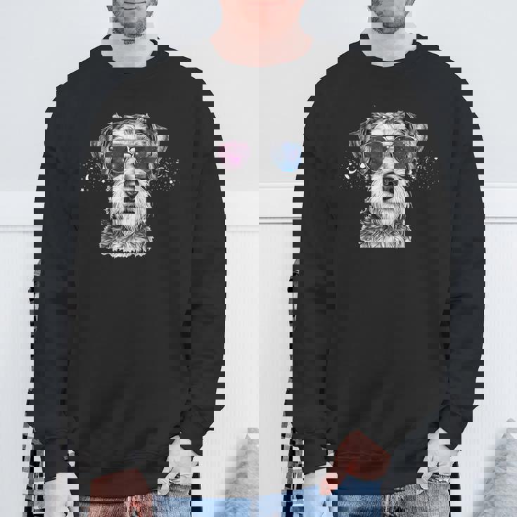 ミニチュア シュナウザー 銀河 サングラス 宇宙 犬好き スウェットシャツ 高齢者への贈り物