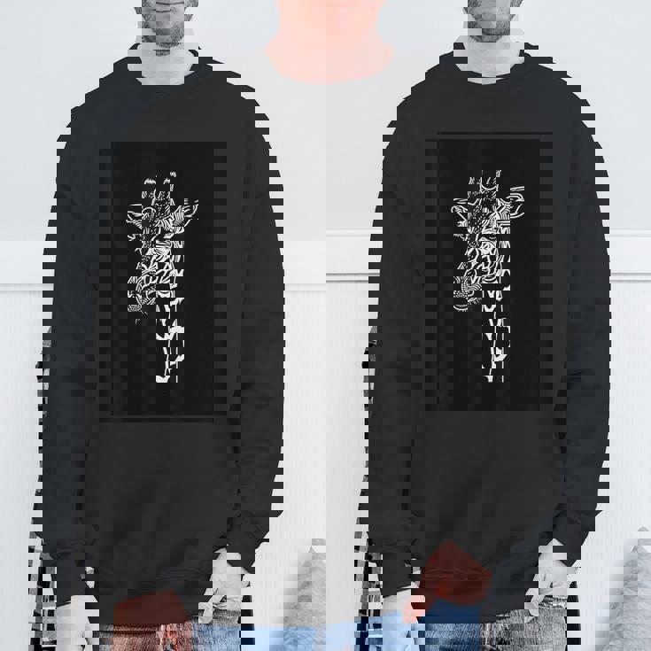 ミニマリストなブラック&ホワイトのキリンデザイン。 スウェットシャツ 高齢者への贈り物