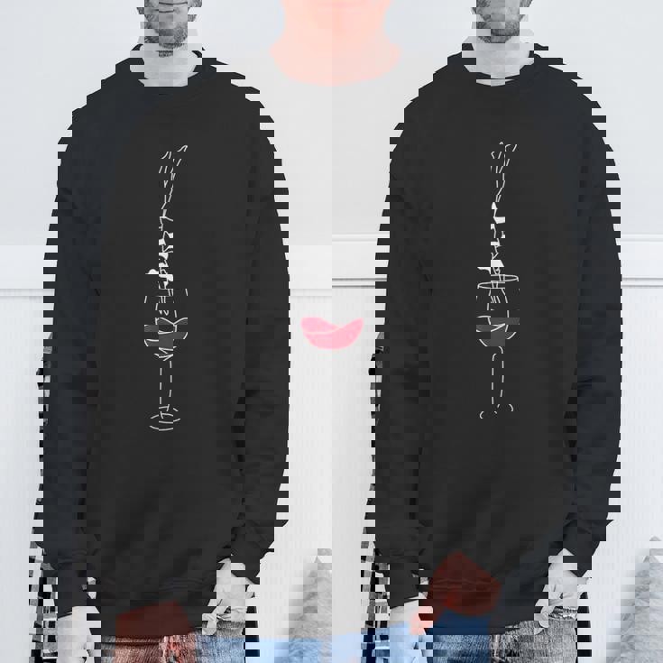 ミニマリズム ワインヘッド ジャンプ イラスト ヴィノ ギフトアイデア スウェットシャツ 高齢者への贈り物