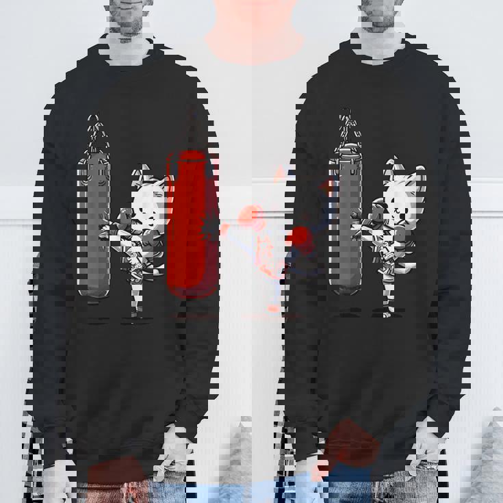 ムエタイ猫、キックボクシング スウェットシャツ 高齢者への贈り物