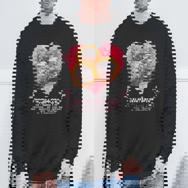 ムーデン君が 豚肉団子 になっちゃった！可愛いカバの赤ちゃん スウェットシャツ 高齢者への贈り物