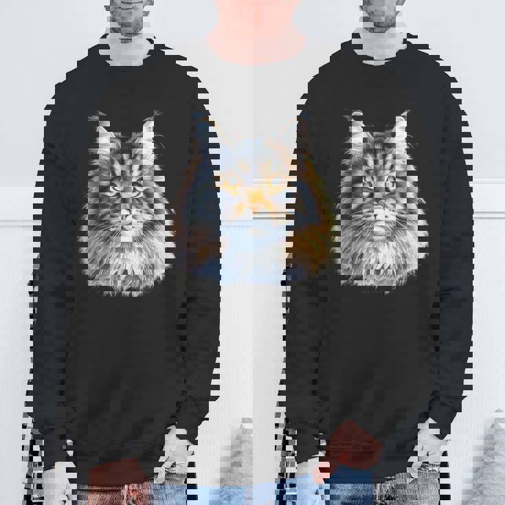 メインクーン 猫の肖像画 スウェットシャツ 高齢者への贈り物