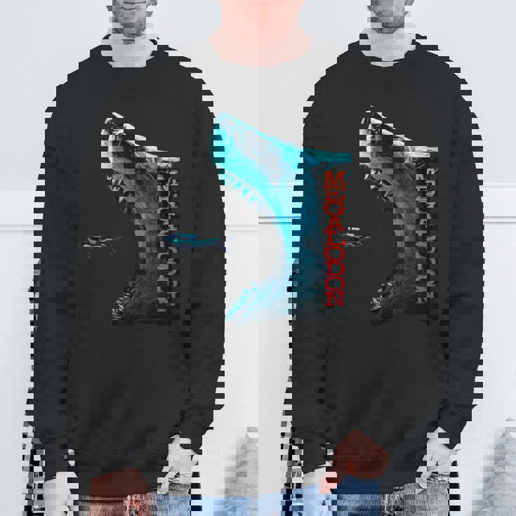 メガロドン モチーフ 原始のサメ サメ 鮫 略奪的な魚 背びれ メガロドン スウェットシャツ 高齢者への贈り物