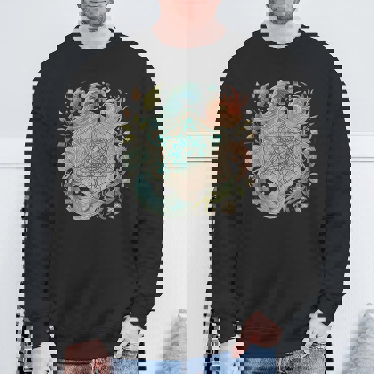 メタトロンキューブと自然の要素 火、土、水、風 スウェットシャツ 高齢者への贈り物