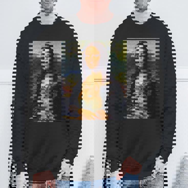 モナリサダヴィンチ プリントシャツ 柴犬とモナリサ スウェットシャツ 高齢者への贈り物