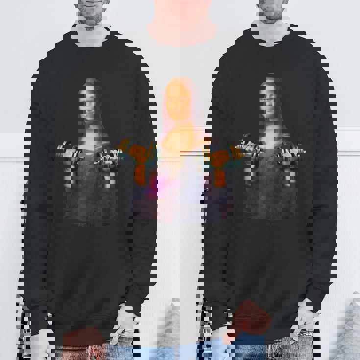 モナリザ 面白いtシャツ ジム 筋トレ 絵画 美術 メンズ おもしろ 面白い 服 おもしろグッズ ネタ スウェットシャツ 高齢者への贈り物