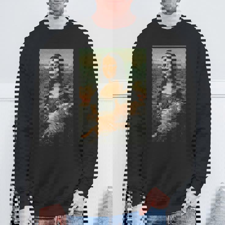 モナリザとオレンジ猫 面白いアートペインティング スウェットシャツ 高齢者への贈り物