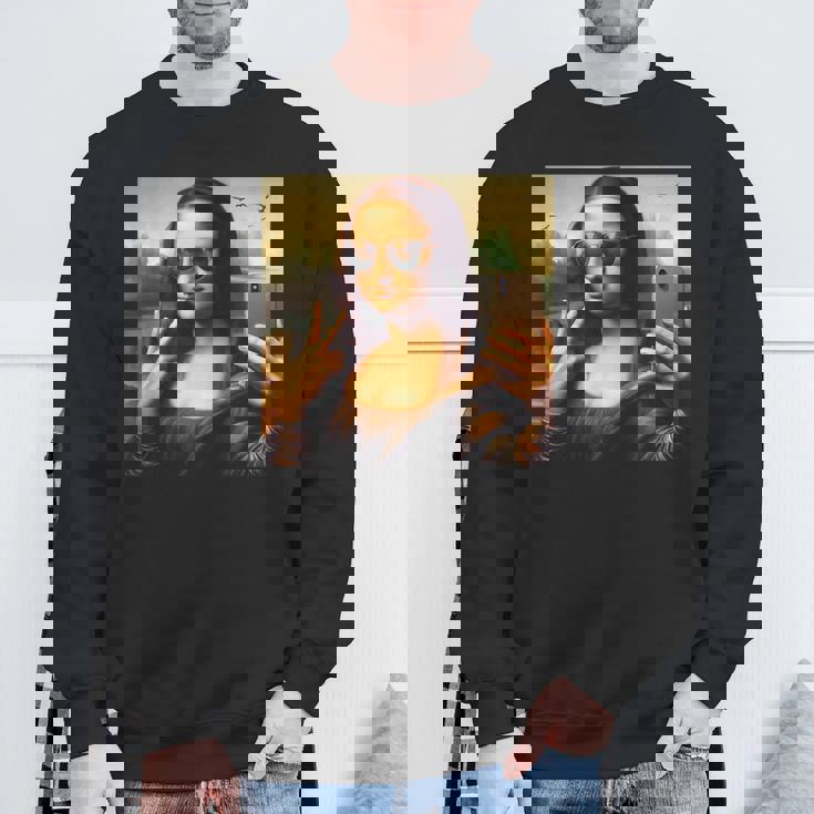 モナリザ・サングラスとセルフィー スウェットシャツ 高齢者への贈り物