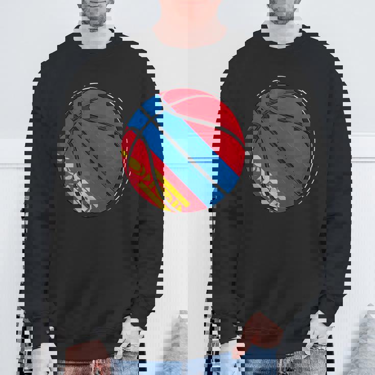 モンゴルの国旗が付いたバスケットボールボール スウェットシャツ 高齢者への贈り物