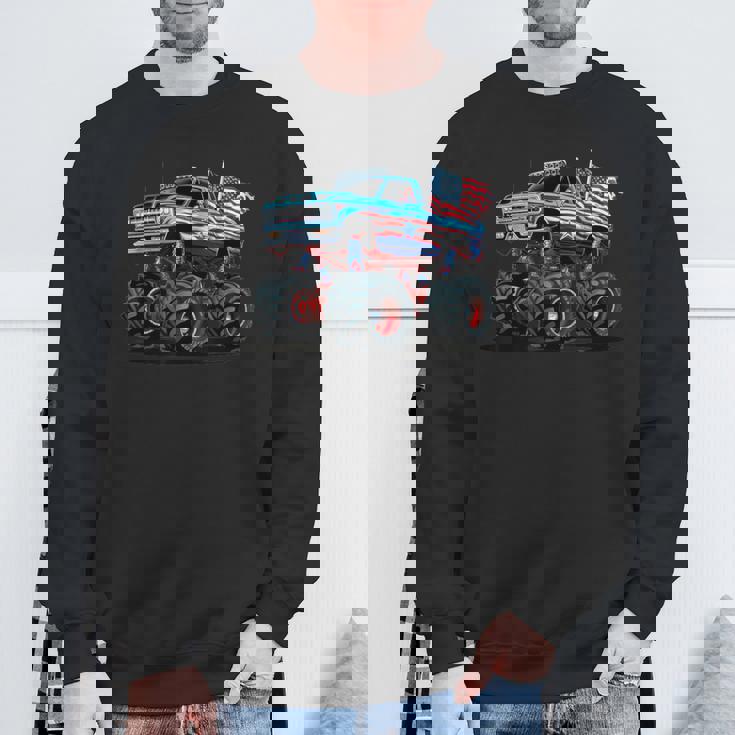 モンスタートラック 幼児用 キッズ アメリカ国旗 モンスタートラック スウェットシャツ 高齢者への贈り物