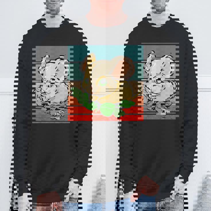 ヤマネ かわいい緑の葉 大きな目 愛らしい甘い動物 スウェットシャツ 高齢者への贈り物