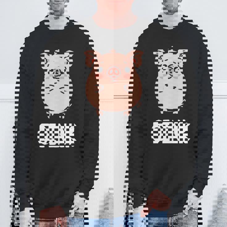 ユーモア豚 ミニマリスト かわいい 面白い豚 長袖tシャツ スウェットシャツ 高齢者への贈り物