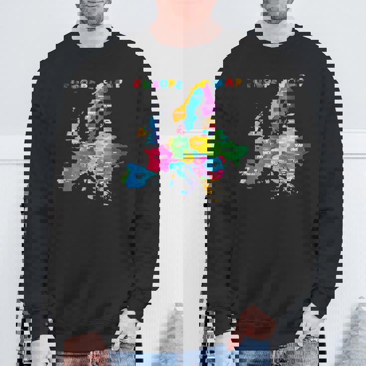 ヨーロッパ地図、国旗、ヨーロッパ諸国 スウェットシャツ 高齢者への贈り物