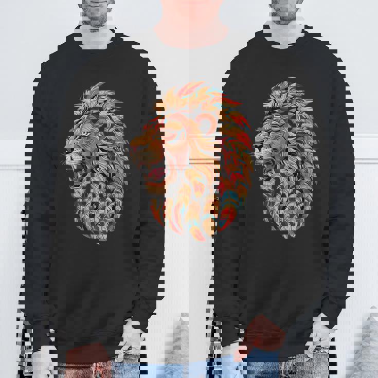 ライオン インディアン 部族 アート ネイティブアメリカン スウェットシャツ 高齢者への贈り物