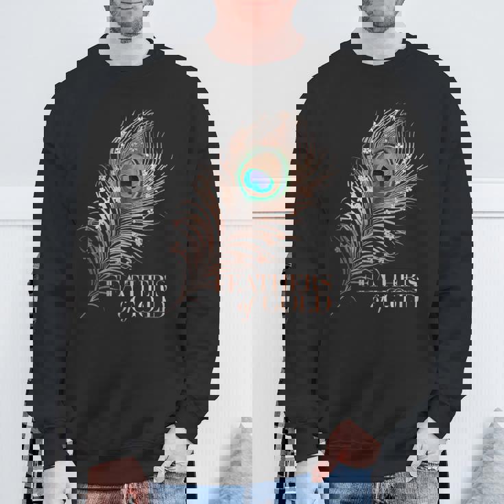 ラグジュアリーボタニカルフラワー ローズゴールド 孔雀 ゴールドの羽 スウェットシャツ 高齢者への贈り物