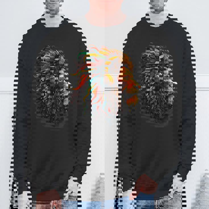 ラスタファリアン・ルーツ ギター ヒッピー ラスタ レゲエ ライオン ラスタファリ スウェットシャツ 高齢者への贈り物