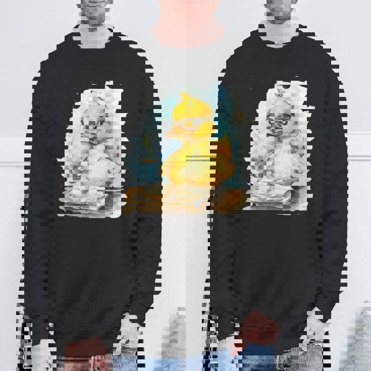 ラバーダックリーダー コーヒー愛好家 読書本 ラバーダッキー スウェットシャツ 高齢者への贈り物