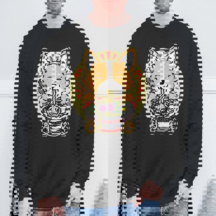 ラーメンを食べる犬 スウェットシャツ 高齢者への贈り物