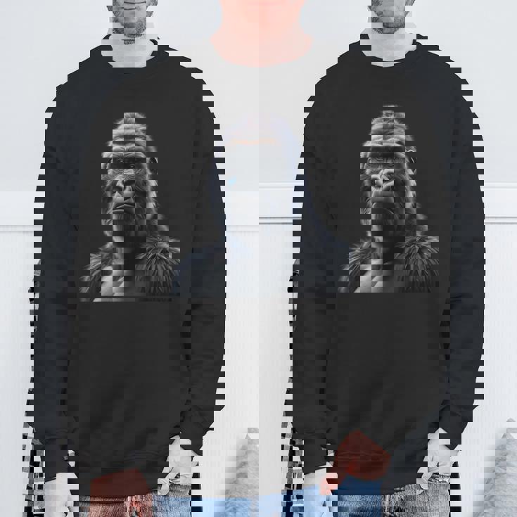 リアルなゴリラアートtシャツ、野生動物の霊長類の肖像画。 スウェットシャツ 高齢者への贈り物