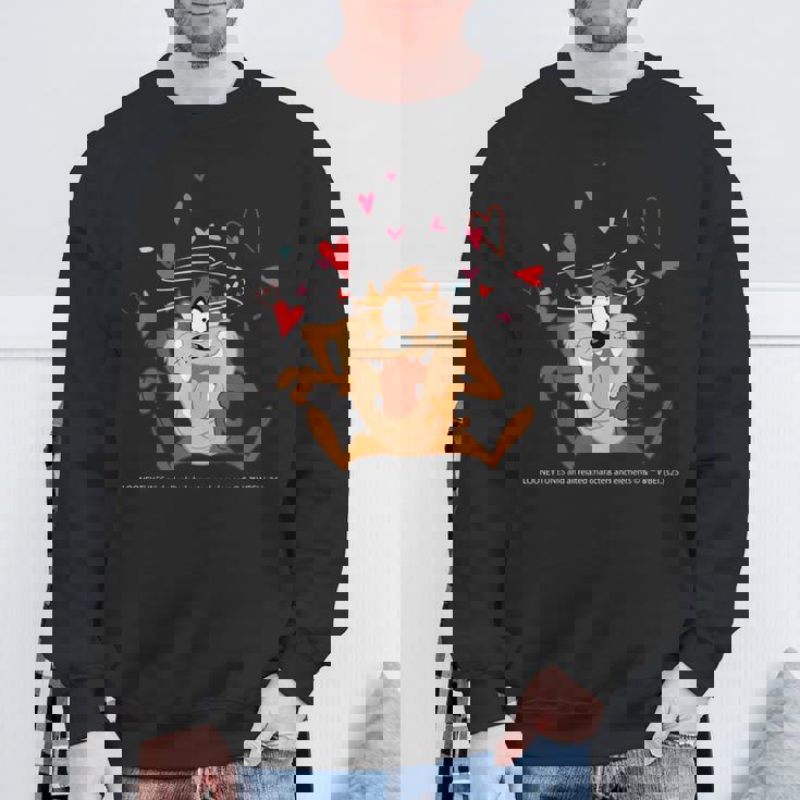 ルーニー・テューンズ タズ スピニング ハート 楽しい スウェットシャツ 高齢者への贈り物