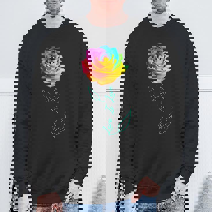 レインボー ローズ Lgbtq 花 スウェットシャツ 高齢者への贈り物