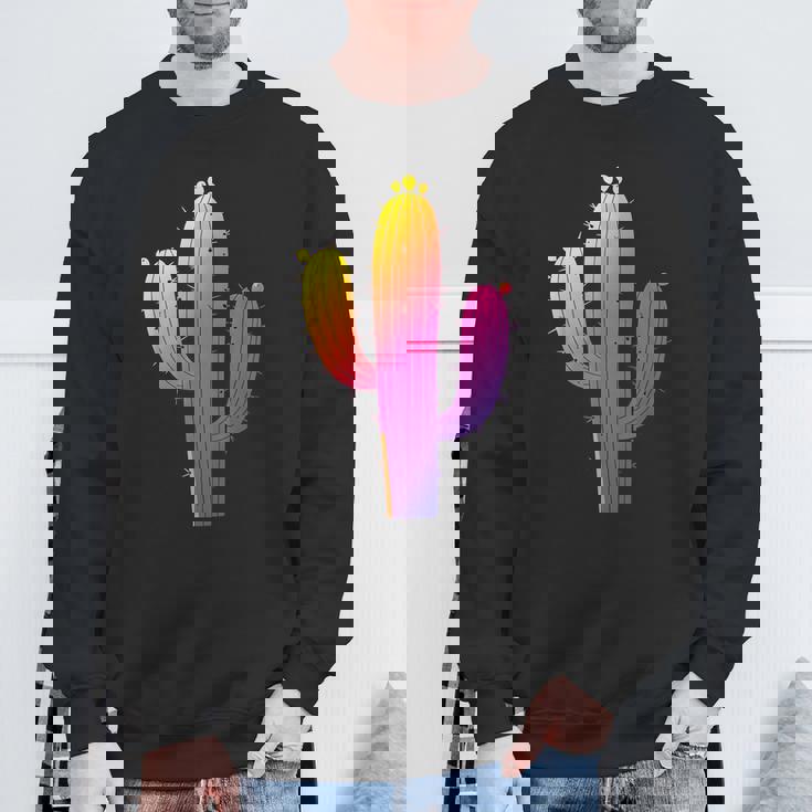 レインボーサボテン 砂漠の夕日と太陽の雰囲気 スウェットシャツ 高齢者への贈り物