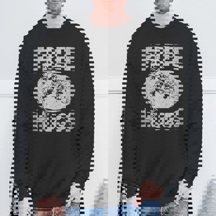 レスリングシャツ 面白いフリーハグレスリング スウェットシャツ 高齢者への贈り物