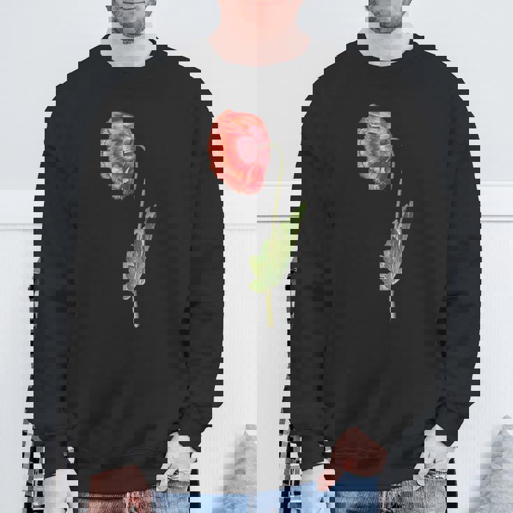 レッドポピーフラワー ボタニカルポピー レッドポピー スウェットシャツ 高齢者への贈り物