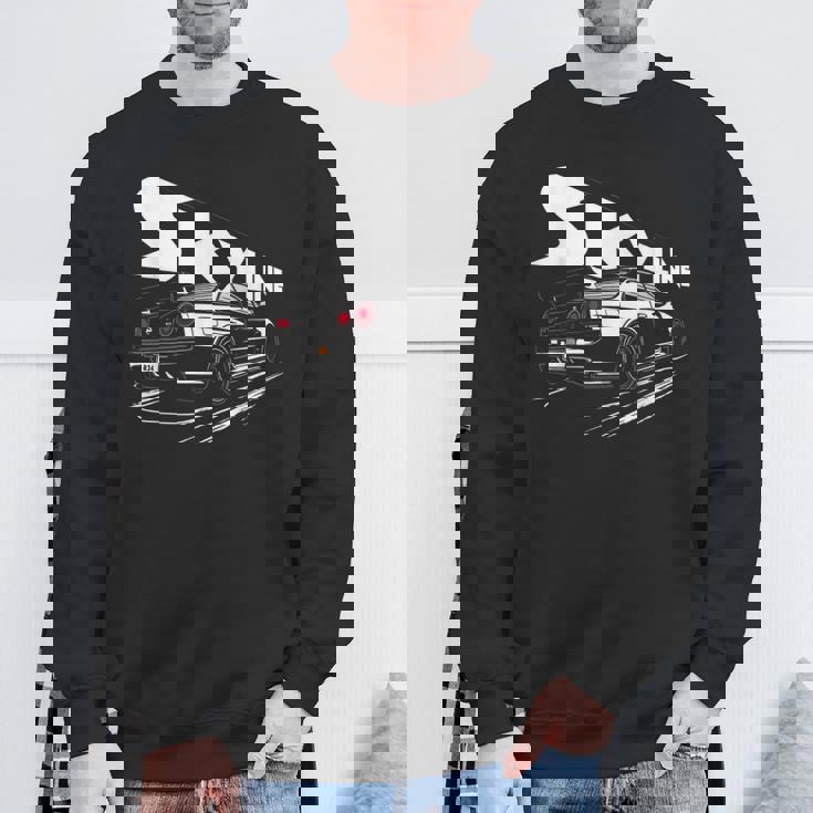 レトロ Jdm 日本語 ドリフト レーシング チューニング カー レジェンド スカイラインr34 スウェットシャツ 高齢者への贈り物