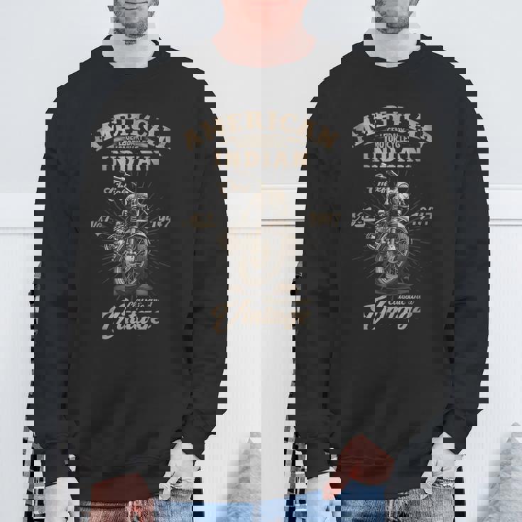 レトロ アメリカン オートバイ インディアン オールドバイカー スウェットシャツ 高齢者への贈り物