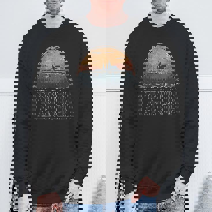 レトロ チェコ 風景 ヴィンテージ お土産 スウェットシャツ 高齢者への贈り物