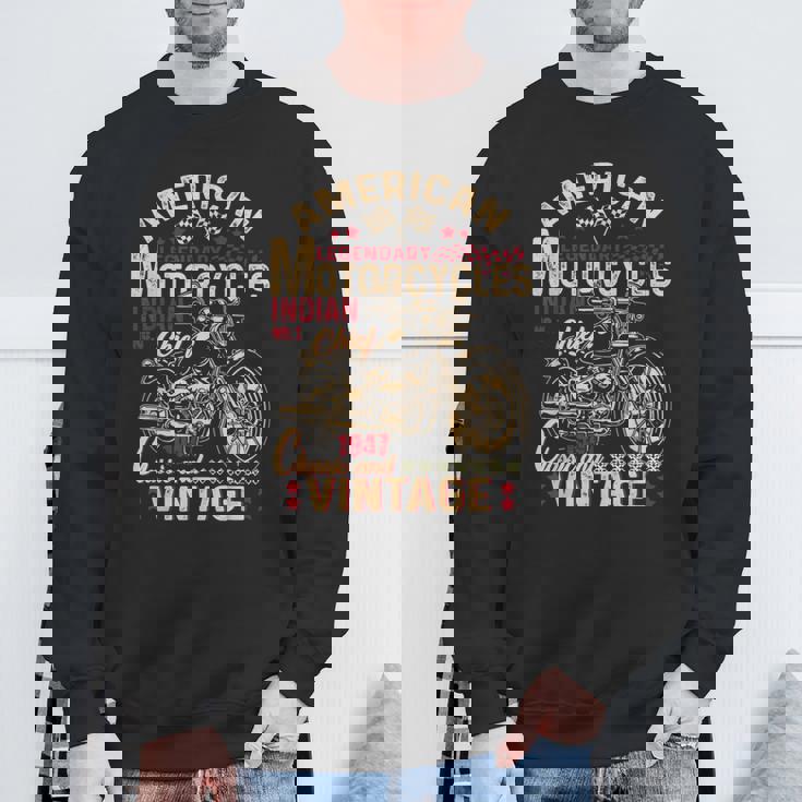 レトロ ヴィンテージ アメリカン オートバイ インディアン オールドバイカー 面白い スウェットシャツ 高齢者への贈り物