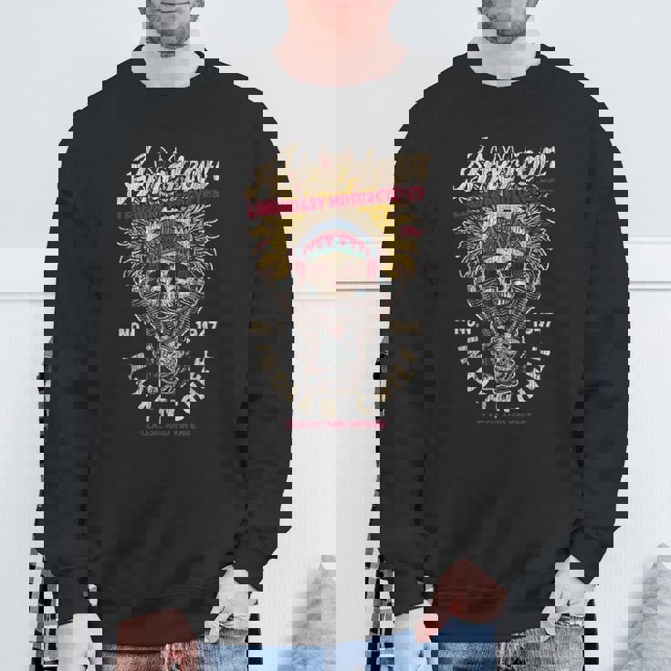 レトロ ヴィンテージ アメリカンバイク インディアン ネイティブ バイカーズギフト スウェットシャツ 高齢者への贈り物